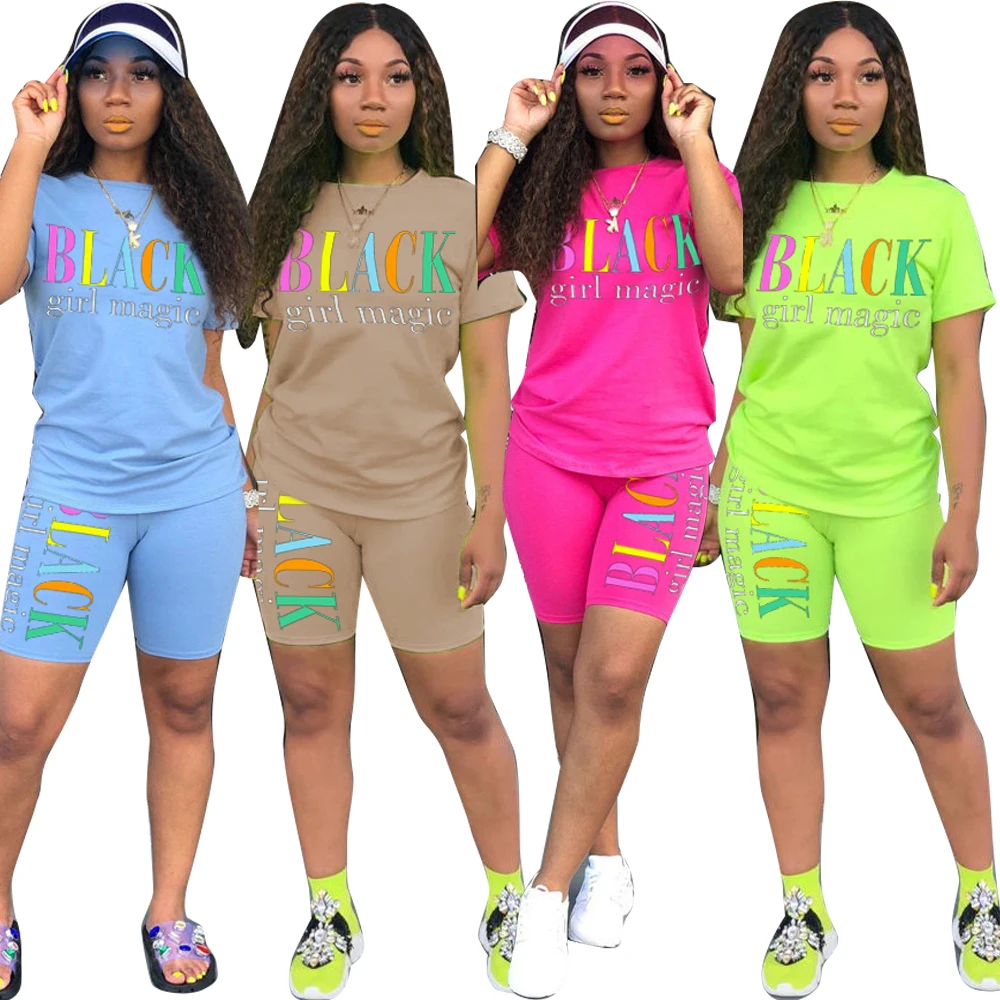 

2021Women's summer sets conjuntos mujer ribbed short set two piece joggers outfits for women
