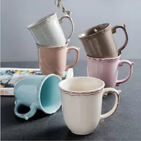 

Reusable vintage hand painted lace ceramic keep cups coffee mug milk breakfast cup wholesale