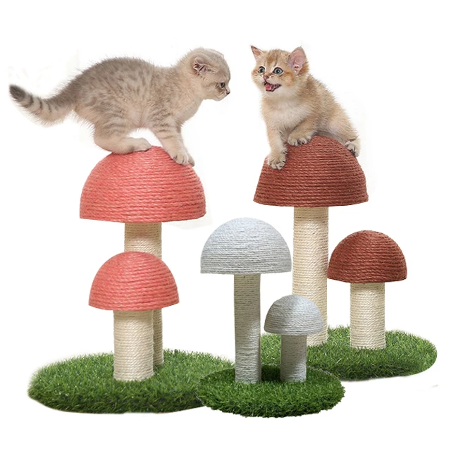 

Cat climbing frame natural linen mushroom scratching post simulation lawn large wear-resistant cat scratching board