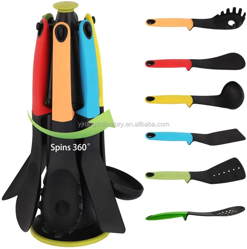 

Wholesale Kitchen Utensils with Stand 7 Pcs Heat Resistant Nylon Kitchen Utensils Set, Customized
