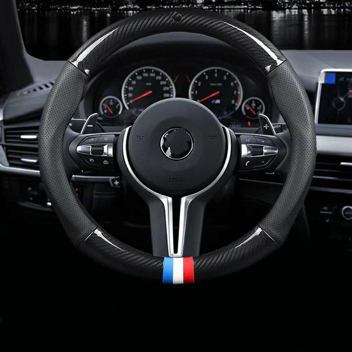 
Luxury super fiber leather carbon fiber car steering wheel cover 
