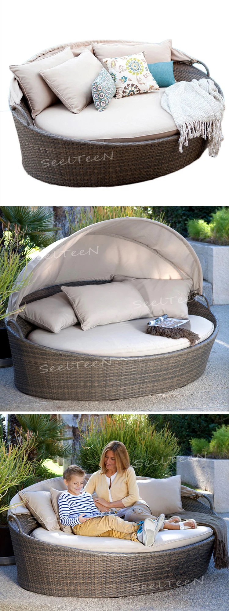 Contemporary hotel furniture garden outdoor  swinging rattan chair