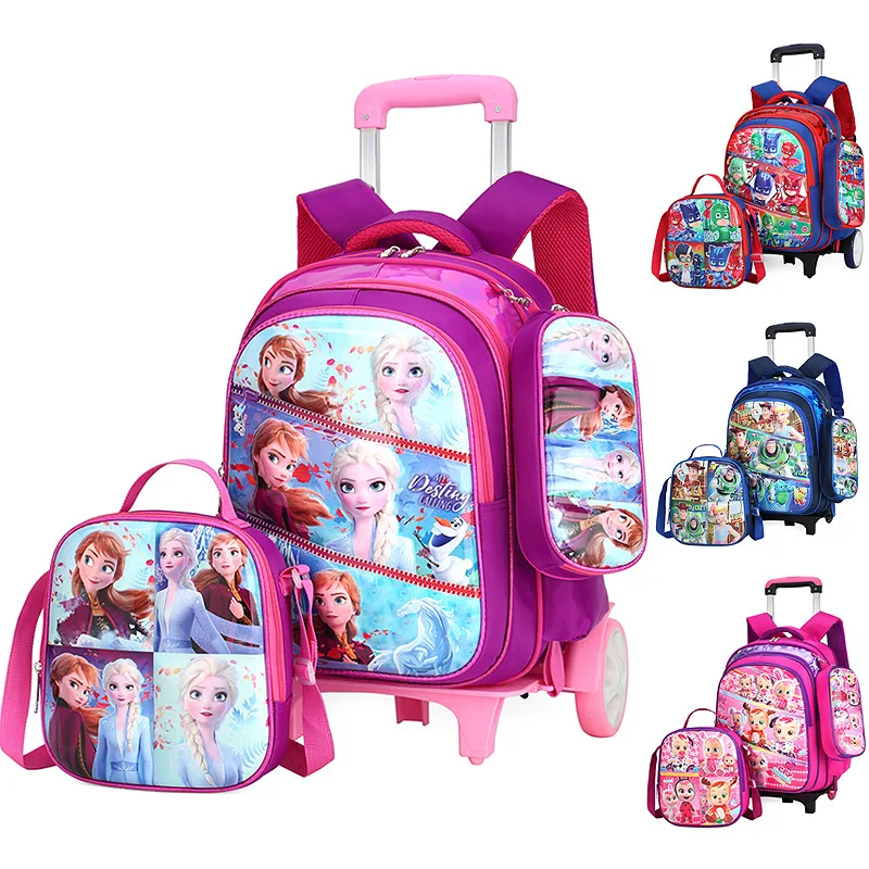 

Wholesale Cute Kids Trolley Folding Kick Scooter Luggage Travel Suitcase Spinner Wheels 3Sets Carton Printing School Rolling Bag, Customized color