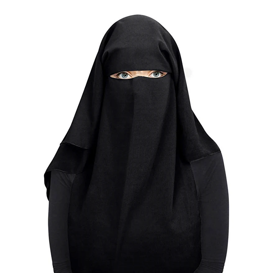 Mxchan Sjh2418 Islamic Black Four Layers Long Niqab Tudung Designs ...