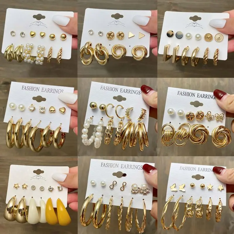 

YHY Butterfly Hoop Earrings Set dropship jewelry for women for free shpping, Gold plated