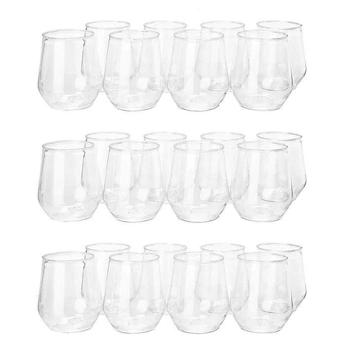 12oz Unbreakable Stemless Plastic Wine Champagne Glasses Elegant