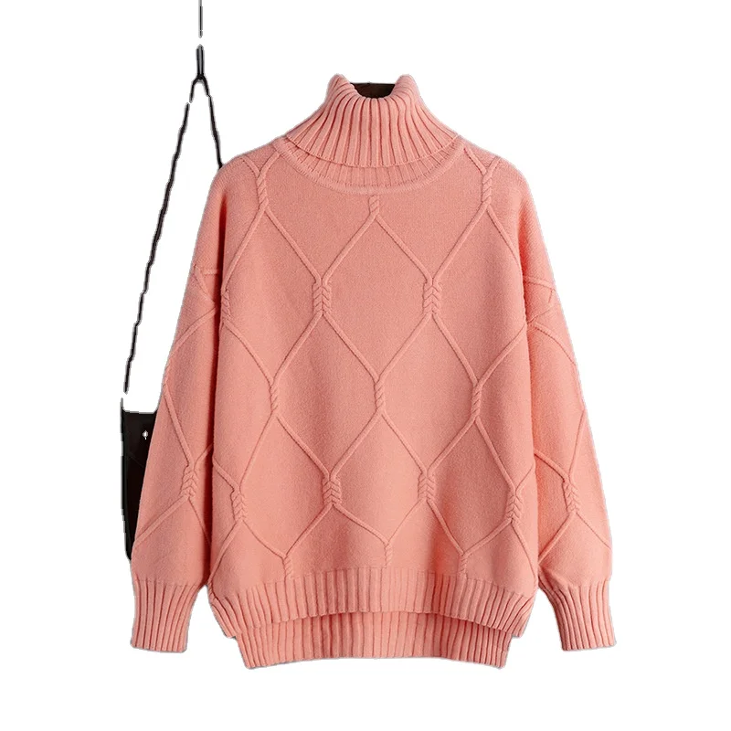 

Women's high neck model lattice fashion new sweater loose fit sweater for wearing