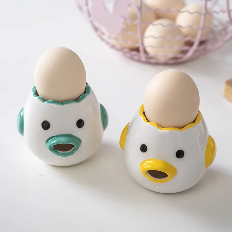 

Wholesale creative cute egg white yolk separator ceramic egg cups for kitchen, As pictures