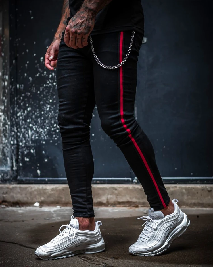 

2021 European And American Fashion Tight-fitting Jogger Jean Casual New Style Pants Men Tapered Denim Jeans