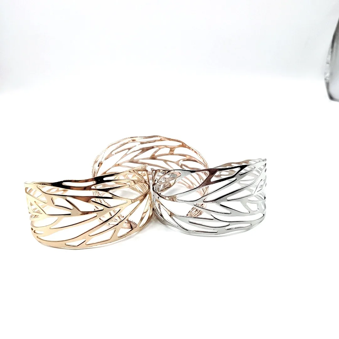 

wholesale fine jewelry flowers carved gold plated wedding bracelet bangle for women, Rose gold,gold,sliver
