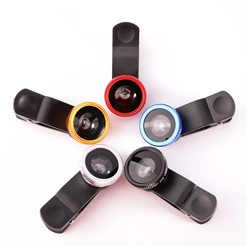 

3 in 1 Fish eye Lens Kit With Clip selfie Wide Angle phone Lenses For iPhone Camera External Microscope Telescope Optical Zoom