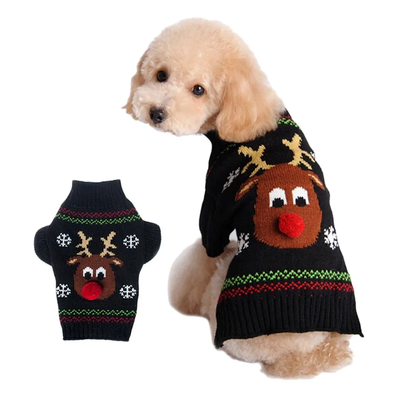 

Ropa Para Perro Mascotas Wholesale Fancy Heart Designer Luxury Dog Clothes Knitted Christmas Pet Apparel Dog Sweater, Red,black