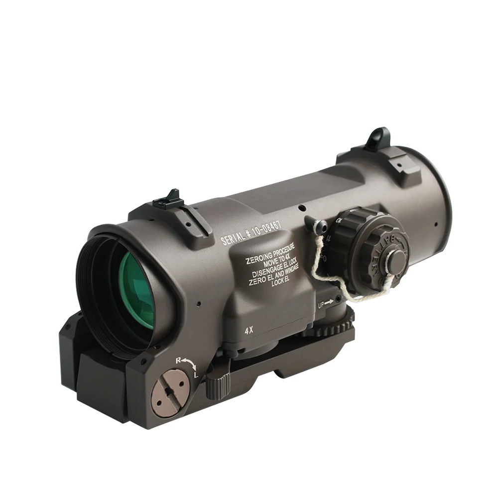 

SPINA OPTICS Tactical Rifle Scope 4X 4X32F Fixed Dual Purpose illuminated Red Dot Sight for Rifle Hunting Shooting, Sand/black