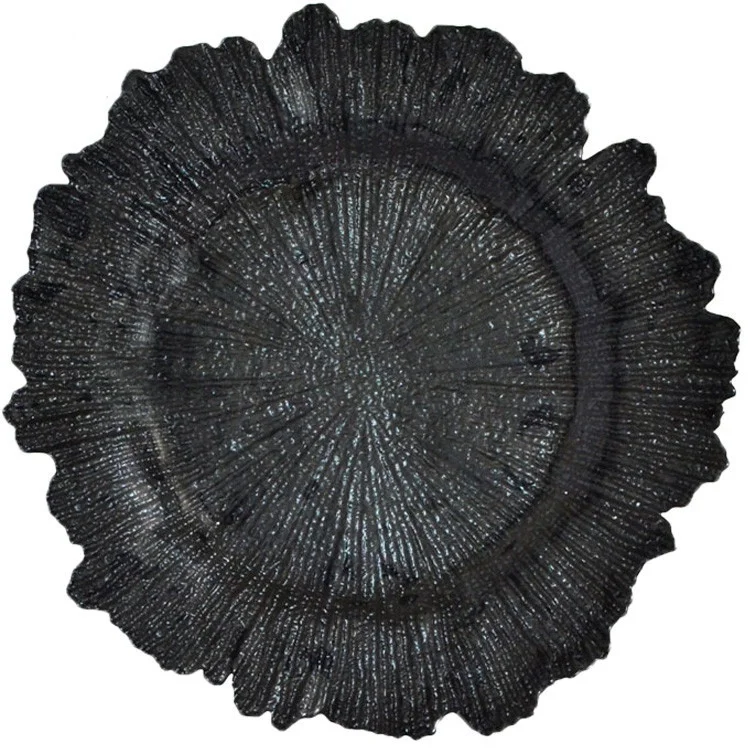 

reef wedding black glass charger plate, Clear or color coating