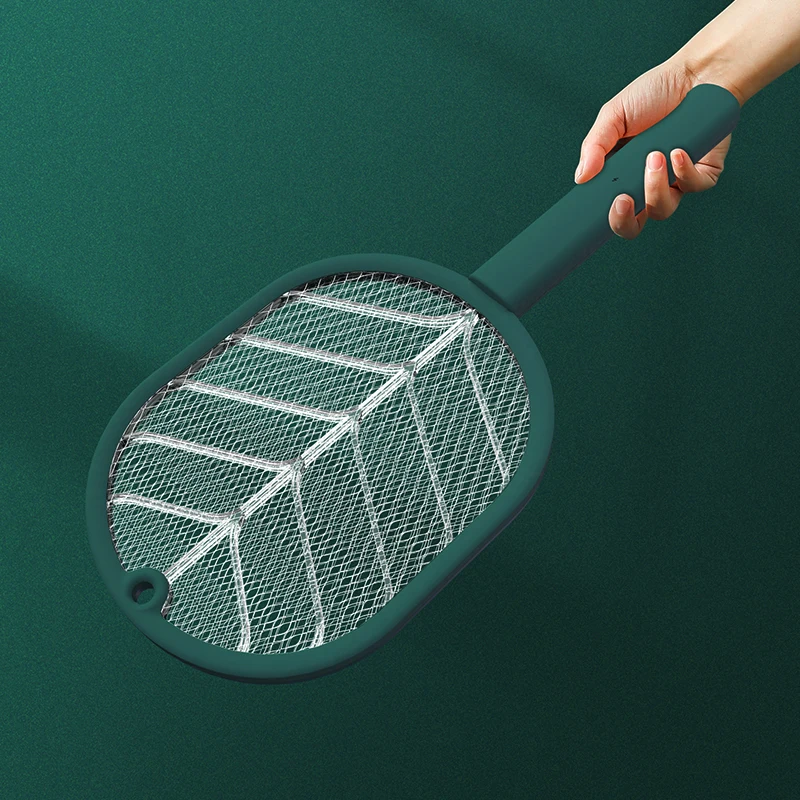 

electric fly swatter led light rechargeable fly powerful flapper insect racket mosquito swatter, Yellow,green