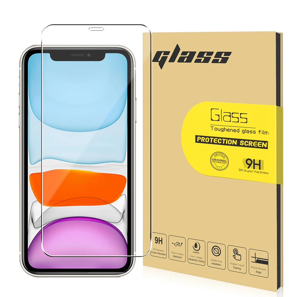 

Hot Sell Fine hole Glass Tempered Clear Screen Protector HD 9H Film Mobile Phone Glass Camera Lens Protector for iphone 11 6.1