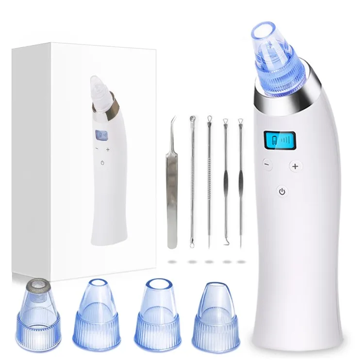 

4 Head pore cleanser vacuum electric suction facial comedo acne remover extractor tool kit blackhead remover vacuum, White