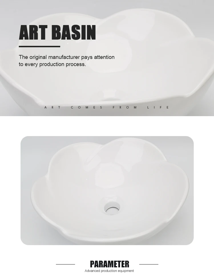 No faucet hole top grade flower decor oval noble wc ceramic face basin