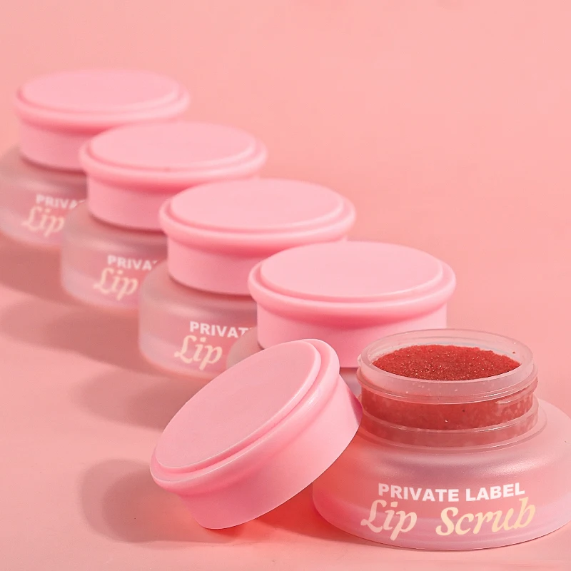 Hydrating Vegan Organic Strawberry Lip Scrub with Sunscreen Travel Size Gel Pink Package Hot Selling Exfoliator Private Label