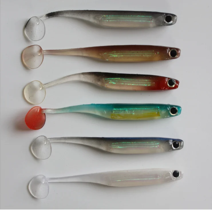 

T-tail soft bait of color tube fish shape sub bait soft fish bionic bait wholesale T-tail soft lure, Vavious colors