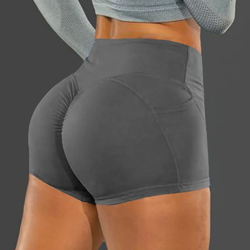 

Custom Plus Size Women Solid Color Sport Pants High Waist Compression Seamless Butt Scrunch Back Fitness Sports Yoga Shorts, Customized colors
