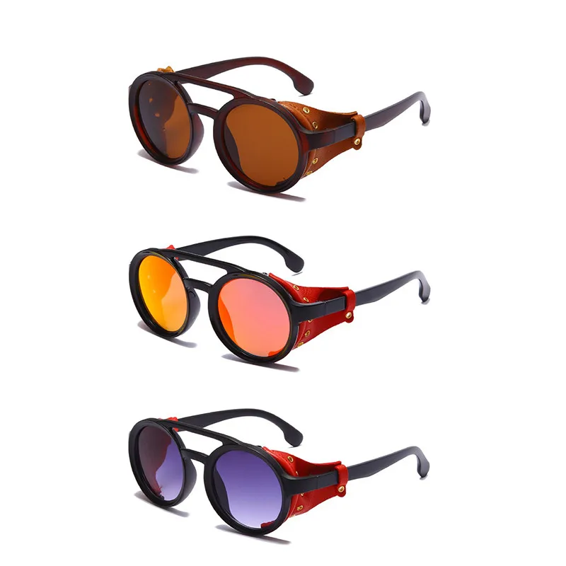 

WIIPU Round Punk Windproof Retro Sunglasses Metal Sunglasses UV400 Sunglasses