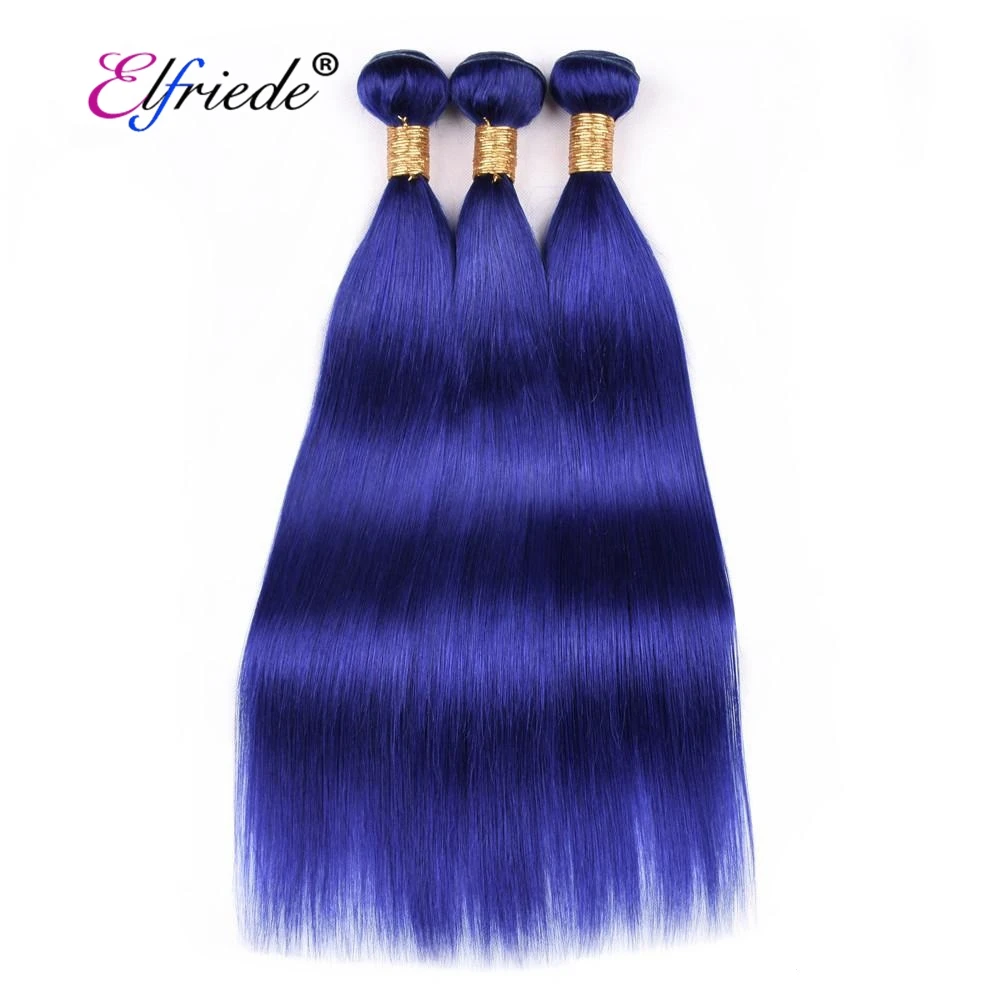 

Blue Straight 10A Brazilian Remy Human Hair Bundles Deals Pre Colored Hair Weaves 3pcs/pack XTHW-107
