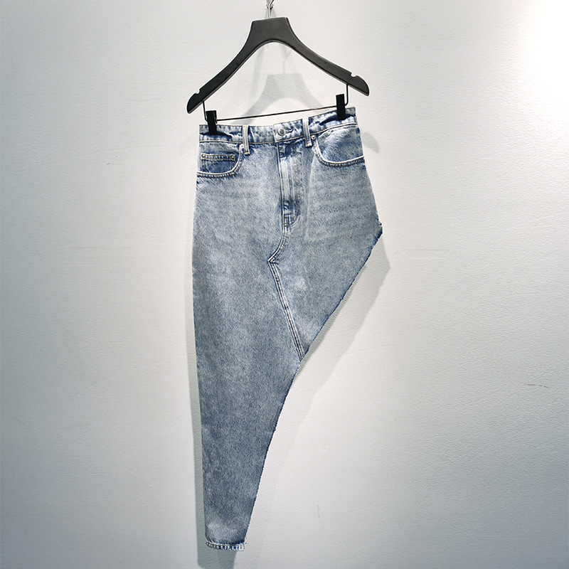 

New design irregular fashion medium length girls' denim skirt for summer