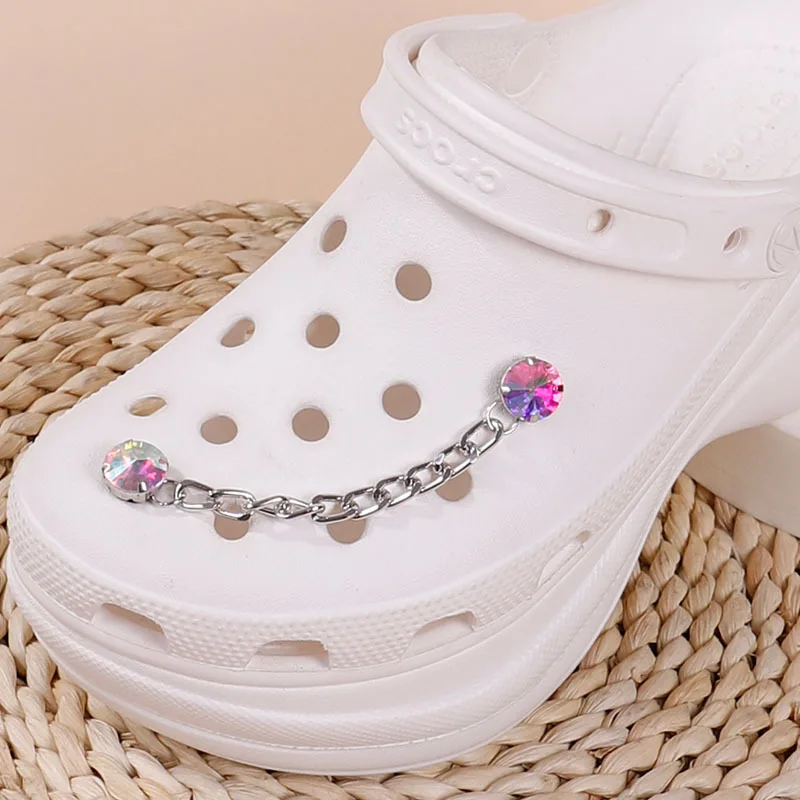 

Wholesale Hot Classic Alloy Rhinestone Chain Shoe Charms For Clog Custom Croc Shoe Charms Decoration, Silver