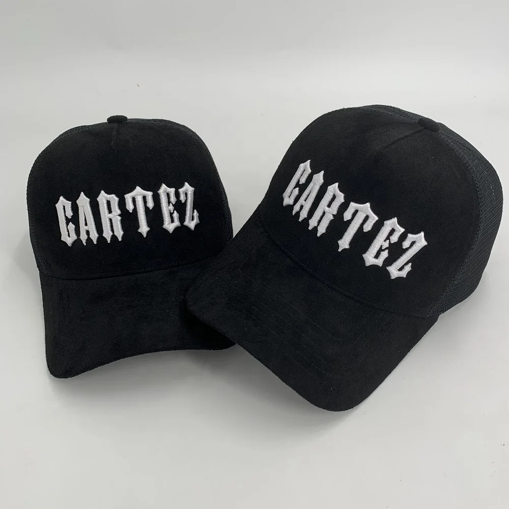 

Custom high quality 3D embroidery suede trucker hat velvet trucker cap