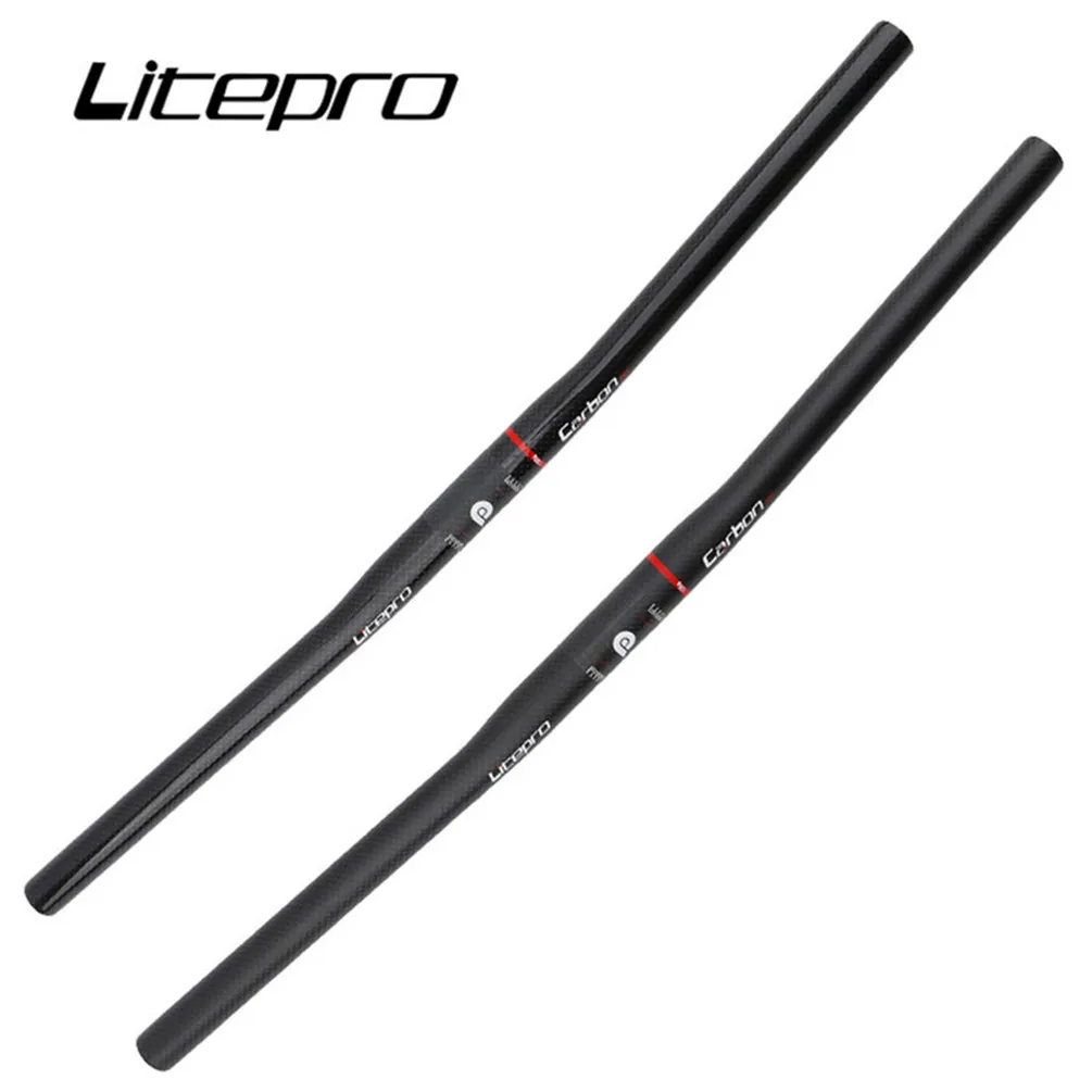 

Litepro Full Carbon Fiber Ultralight Folding Bike Horizontal Handle Bar  One-shaped Bicycle Straight Handle, Black