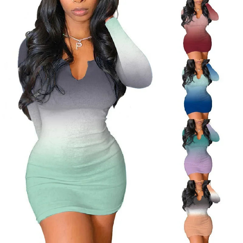 

Autumn New Plus Size Bodycon Dress Deep V Neck Slim Sexy Mini Dress Plus Size Dress Woman Clothing