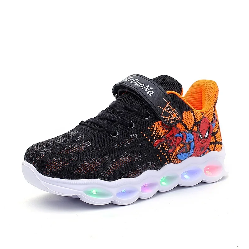 

2020 hot sale led light children's sports shoes designers casual spiderman sports shoes for kid