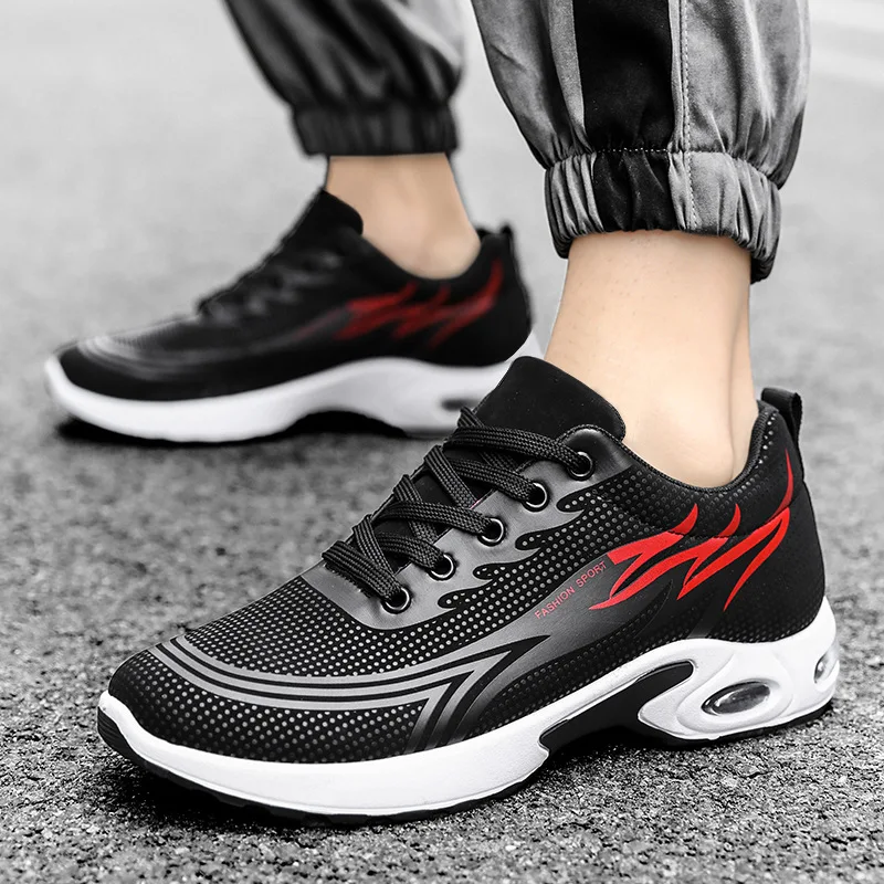 

Wholesale China Stylish Men Casual Fashion Low Top Black Air Cushion Sepatu Zapatillas Sneakers PU Leather Running Sports Shoes