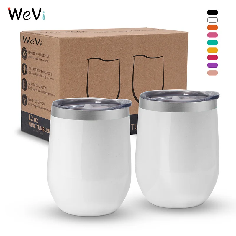 

WeVi Custom 12oz Glitter Double Walled Stainless Steel Insulated Travel Coffee Stemless Wine Tumbler, Customized color