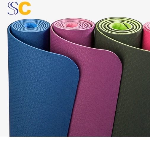 

2020 custom TPE yoga mat with body line, Red/blue/black/purple(customized)