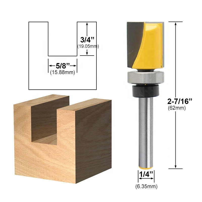 Bottom Clear Solid Carbide Tipped Router Bits Hinge Mortising Bits With