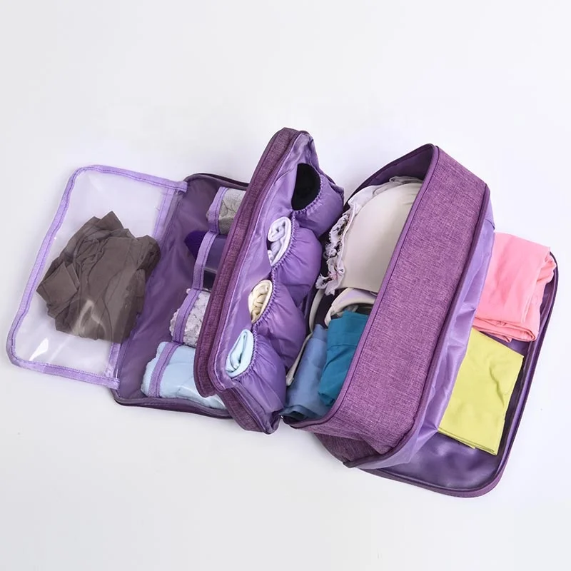 

Multi-Functional Underwear Storage Bag For Travel And Carry Multiple Compartment Zipper Bag For Underwear, Gray, black, navy, blue,purple,wine