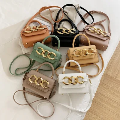 

Trending New Twist Chain Handbag Candy Color Purses Ladies Small Hand Bags PU Leather Handbags for Women