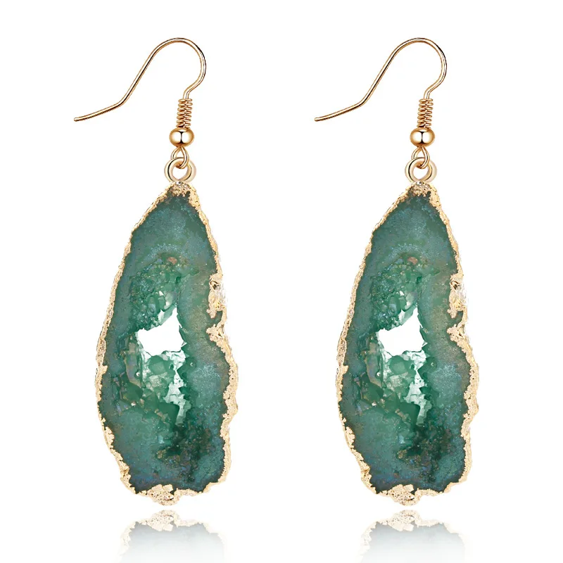 

Fashion Trendy Jewelry Large Long Dangle Geode Druzy Crystal Big Drop Statement Earrings Women