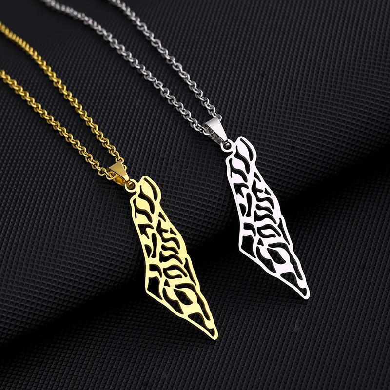 

Israel and Palestine Map Pendant Necklace Unisex Geometric Ethnic Style Accessories New Products