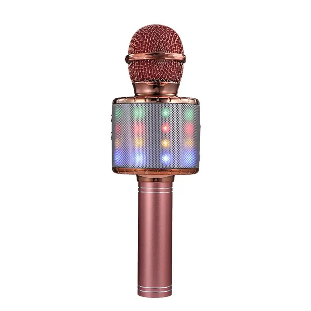 New Arrival Home Party Handheld Wireless Karaoke Microphone with Cool Lighting Effects Support TF/USB/MP3