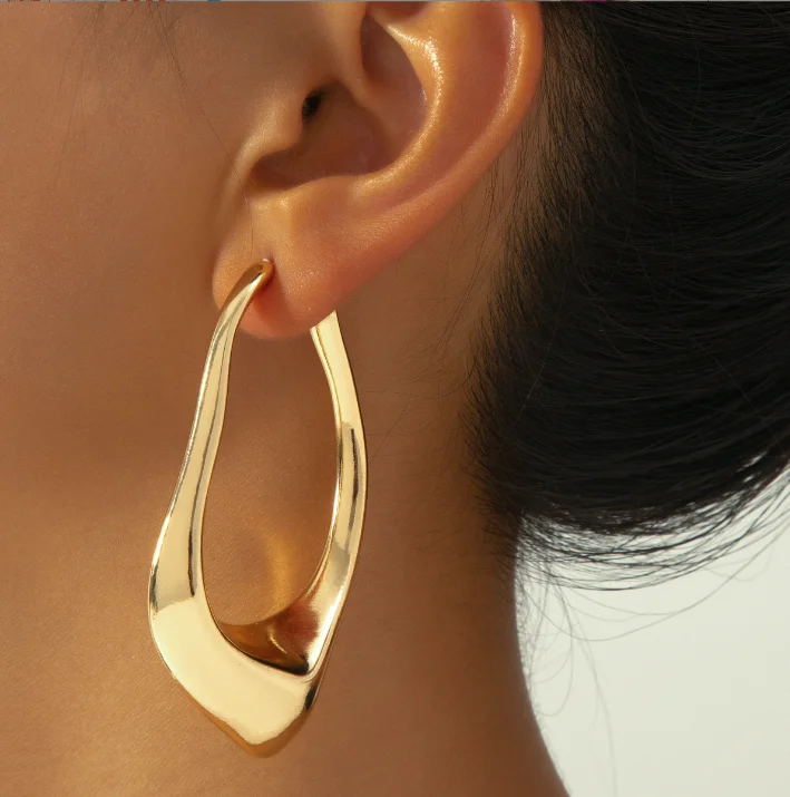 

Big Exaggerated Water drop Dangle Earrings for Women Gold Color Metal geometry Irregular earrings Jewelry