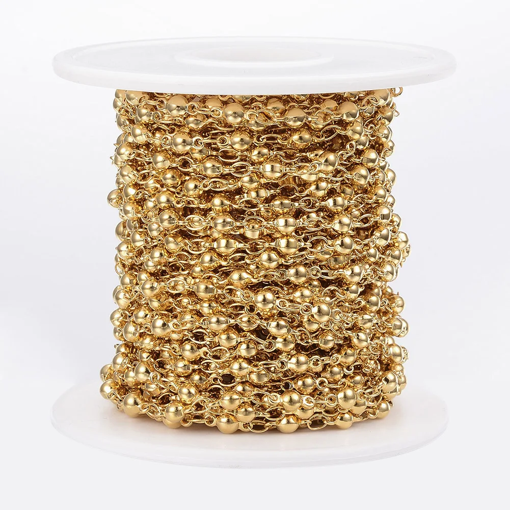 

PandaHall 3.5mm 304 Stainless Steel Ball Bar Link Chains, Golden