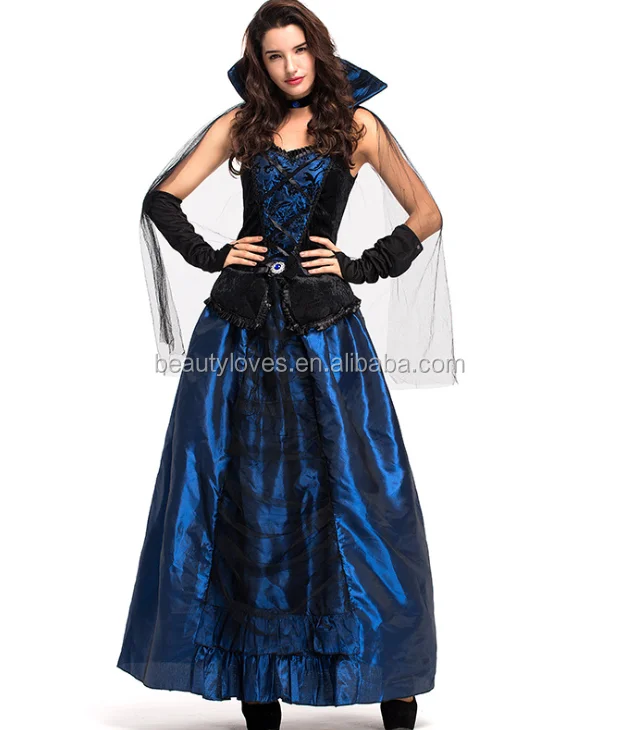 Women Blue Enchantress Royal Retro Medieval Renaissance Queen Dress