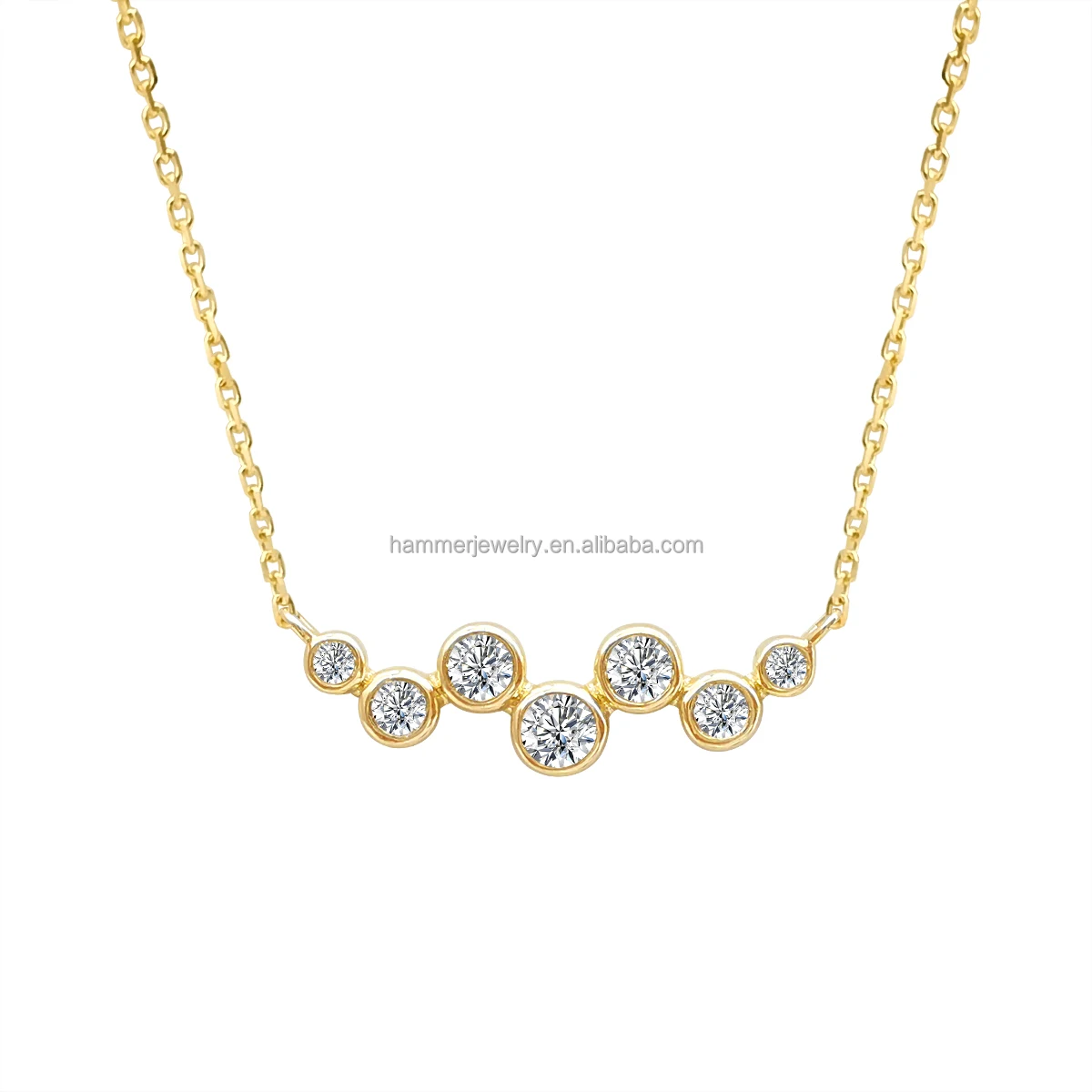 

2023 New Arrival Solid 14k Gold Necklace for Women Dainty Lab-Grown Diamond Link Chain Jewelry with Stone Main Material