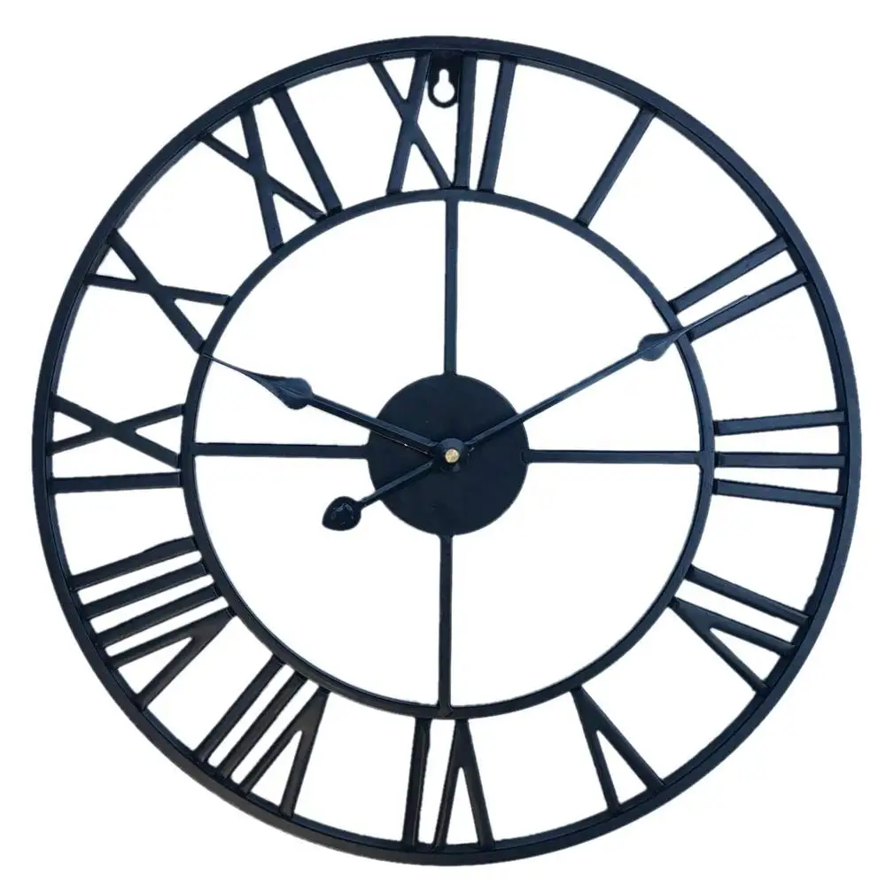 Retro Silent Metal Gear Wall Clock Wrought Iron Wall Clock for Home Office