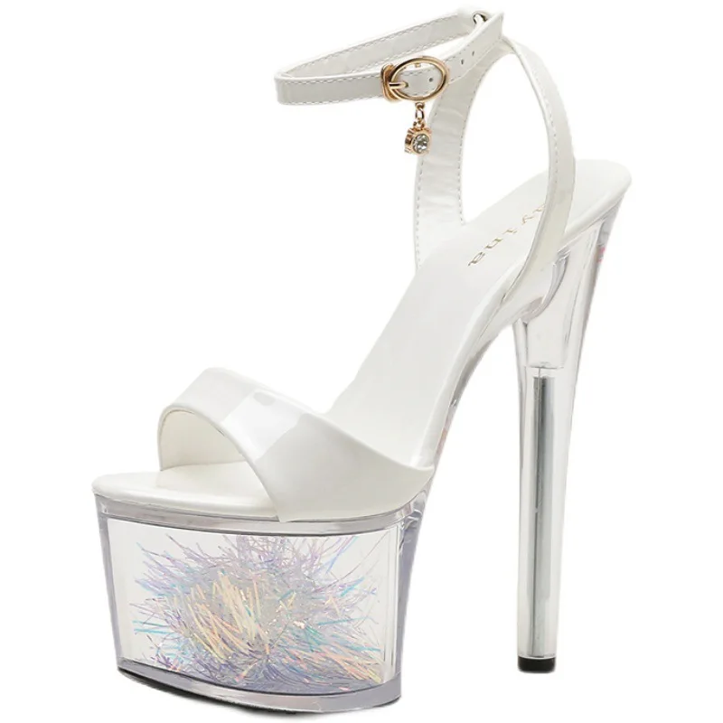 

2021 New Arrivals Hot Sales Ladies Sandals Round Toe Open Toe Crystal Clear Heel Stiletto Ladies Summer Sandals