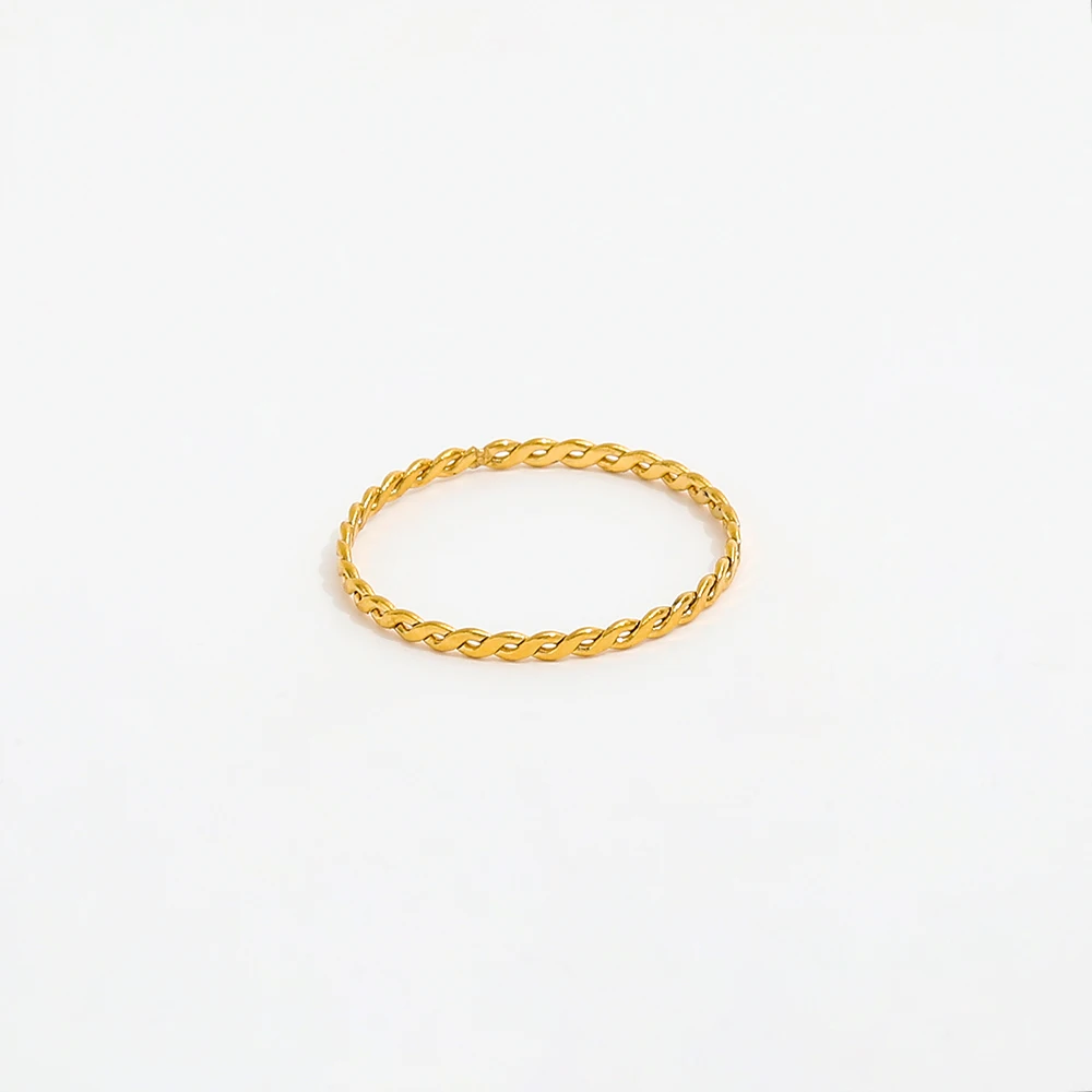 

High End 18K Plain Gold Cross Stripe Dainty Rings Stainless Steel Trendy Simple Gold Plated Jewelry