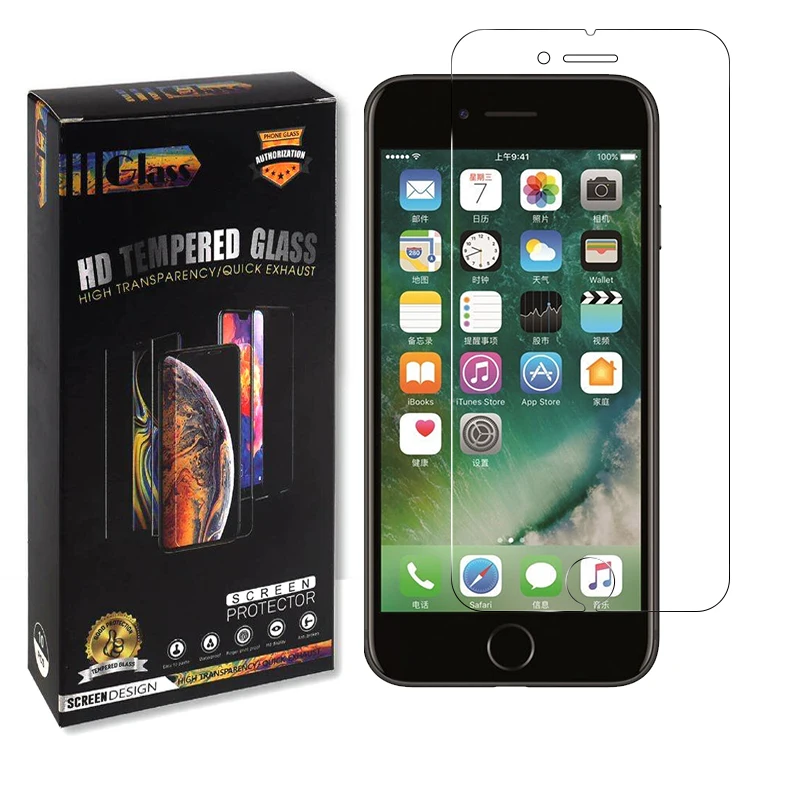 

Wholesale 9H high quality transparent tempered glass screen protector for iPhone 8 7 8plus 7plus